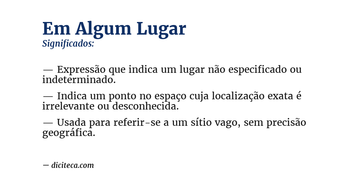 Significado de em algum lugar