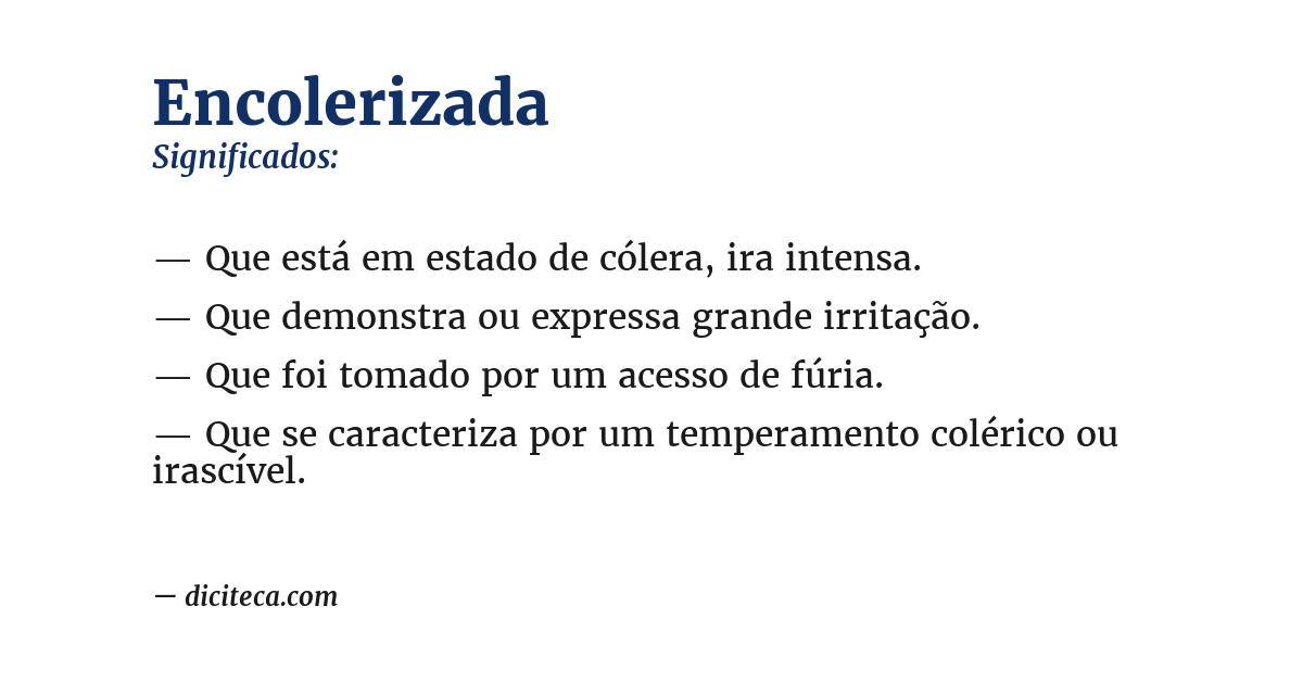 Significado de encolerizada