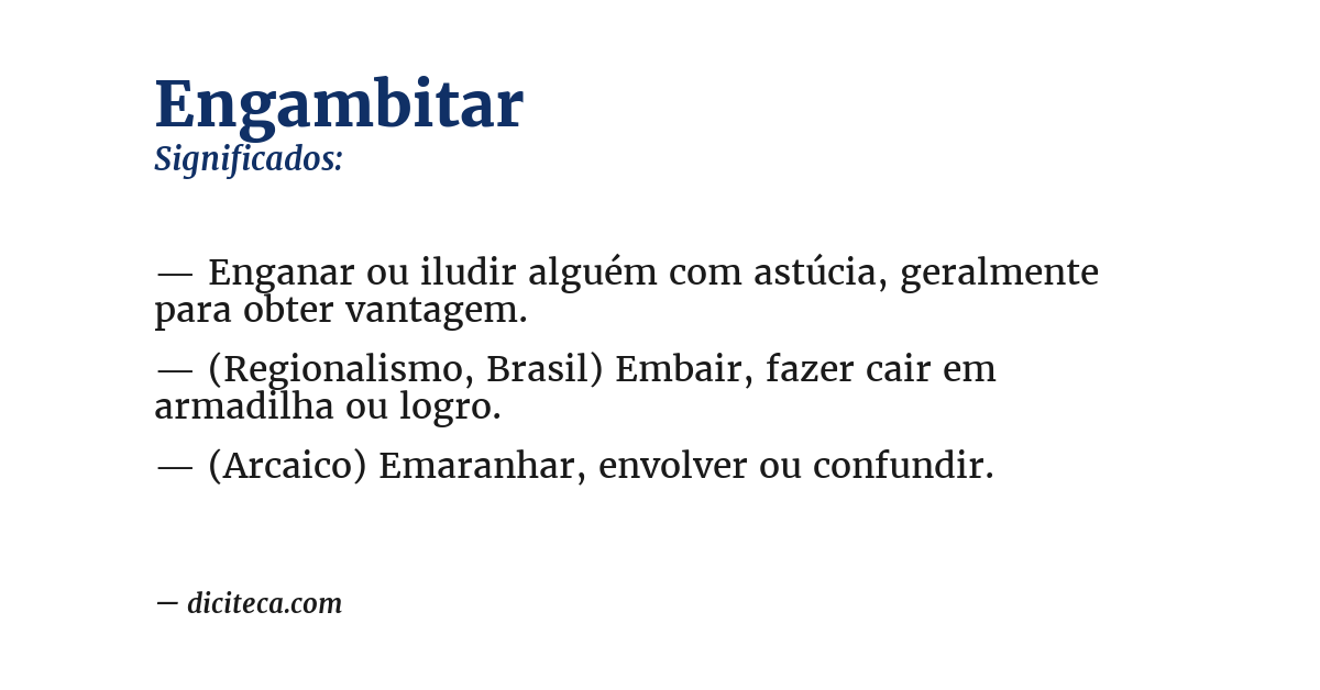 Significado de engambitar