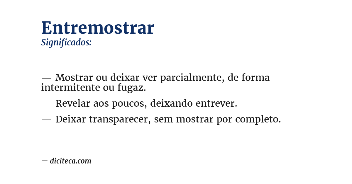 Significado de entremostrar