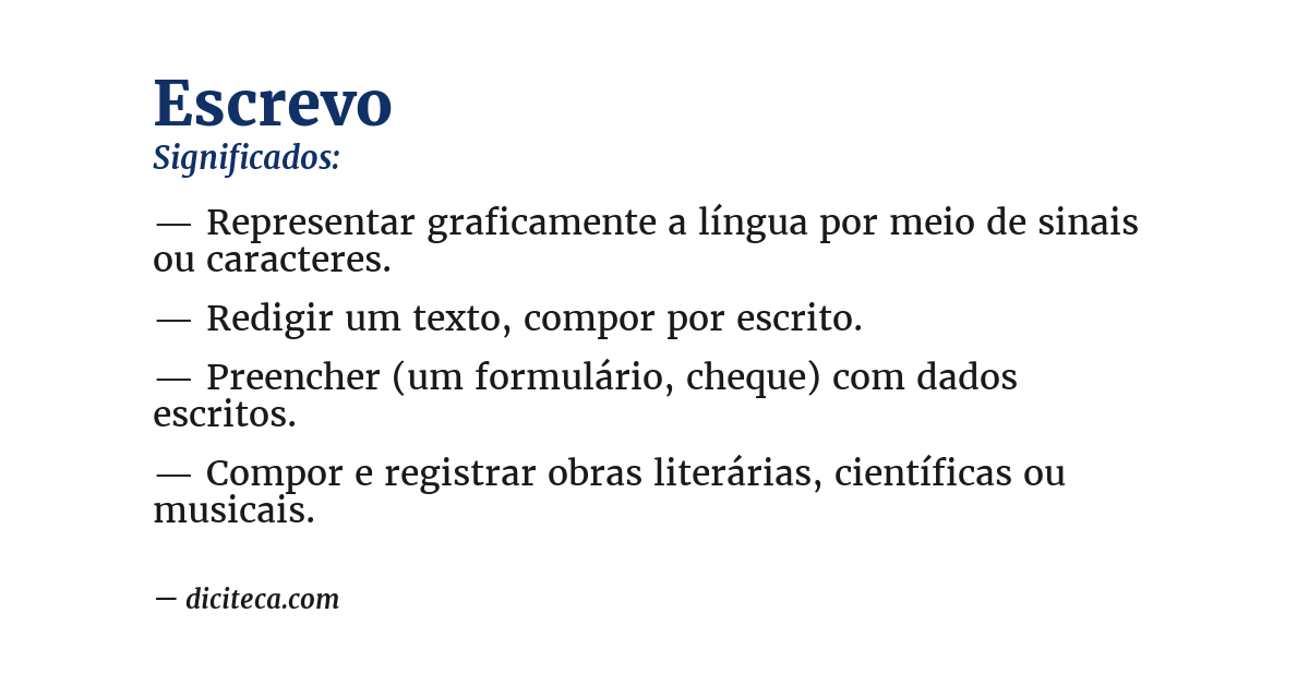Significado de escrevo