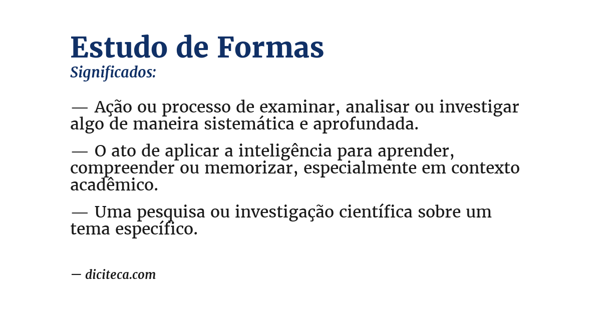 Significado de estudo de formas