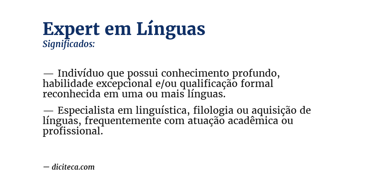 Significado de expert em línguas