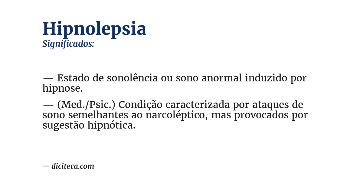 Significado de hipnolepsia