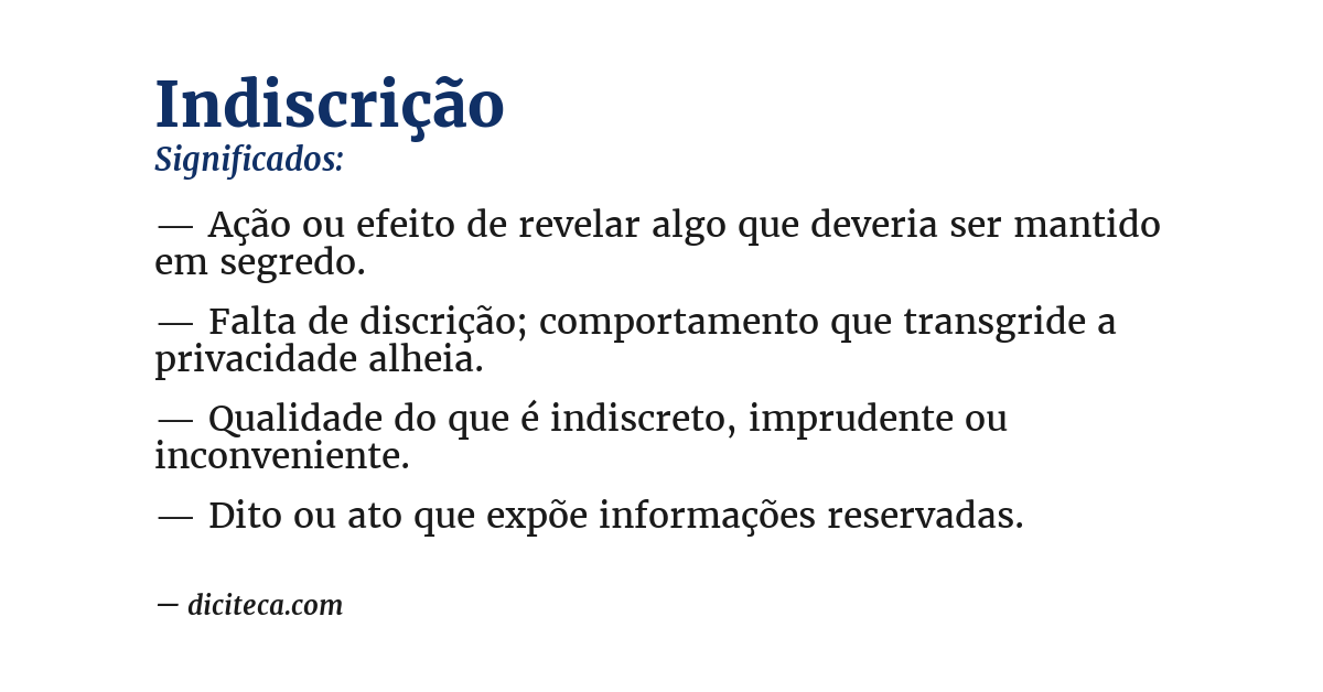 Significado de indiscrição