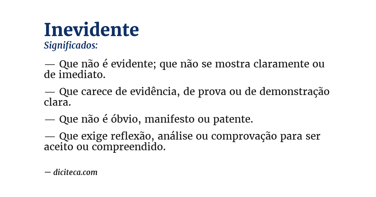Significado de inevidente