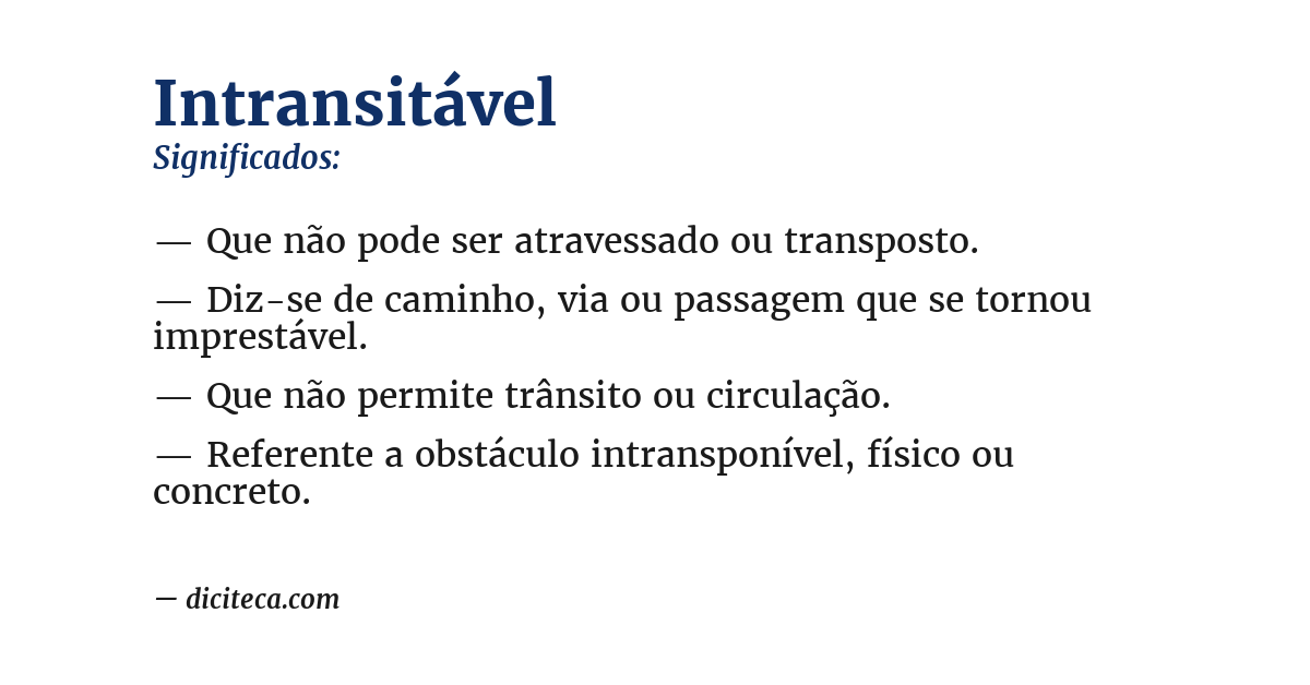 Significado de intransitável