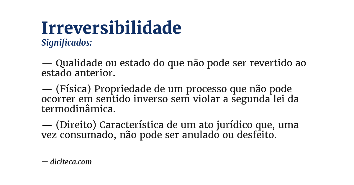 Significado de irreversibilidade