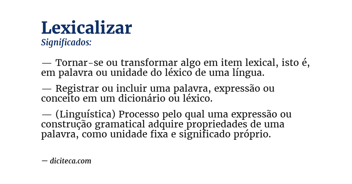 Significado de lexicalizar
