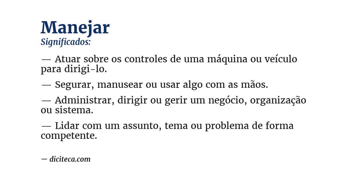 Significado de manejar