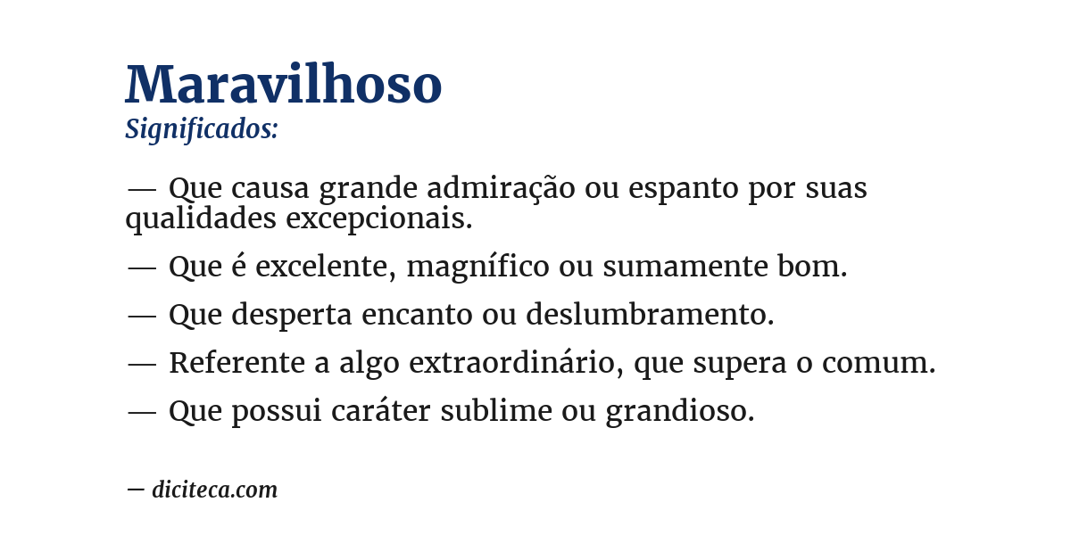Significado de maravilhoso