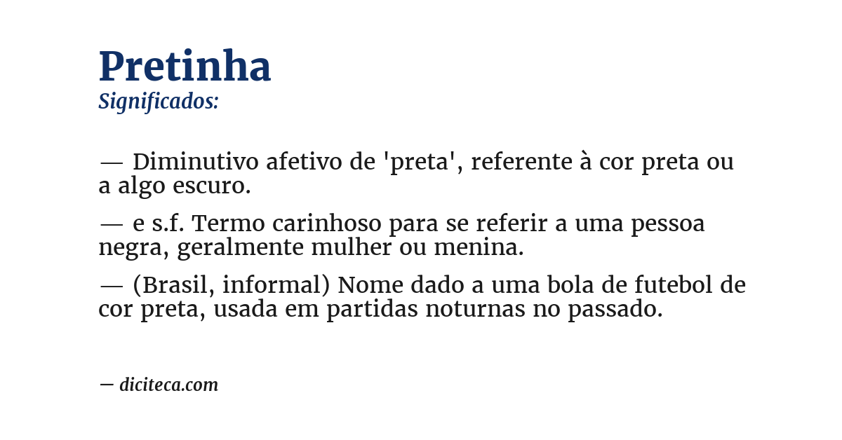 Significado de pretinha