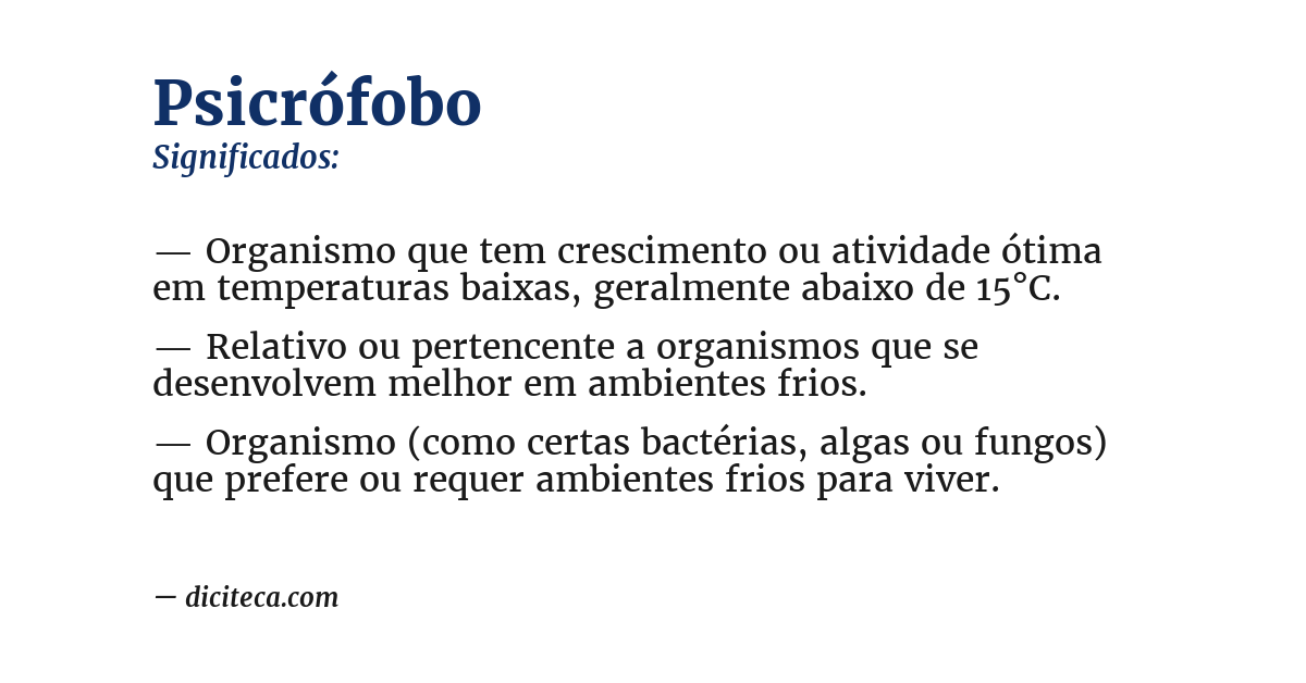 Significado de psicrófobo