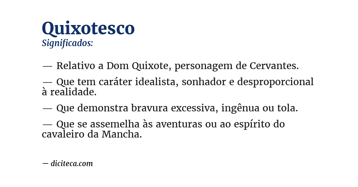 Significado de quixotesco