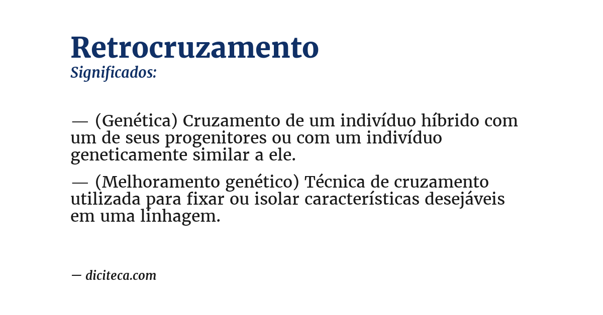 Significado de retrocruzamento