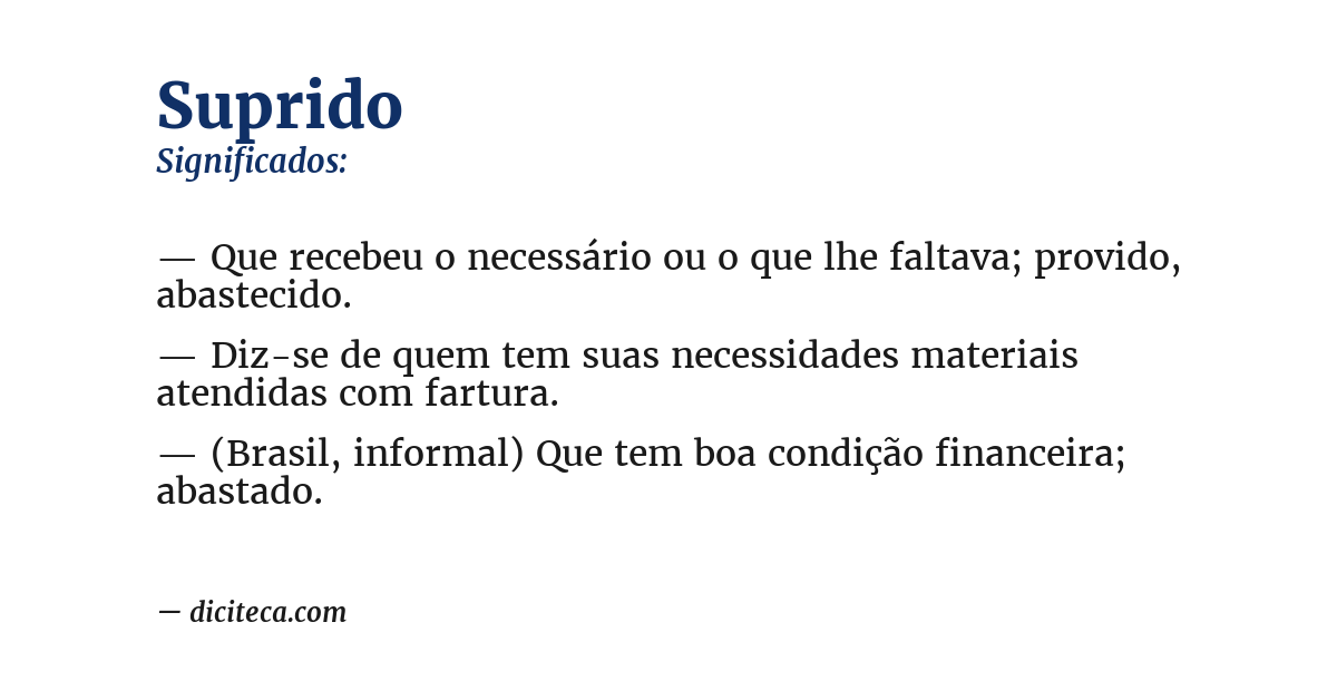 Significado de suprido