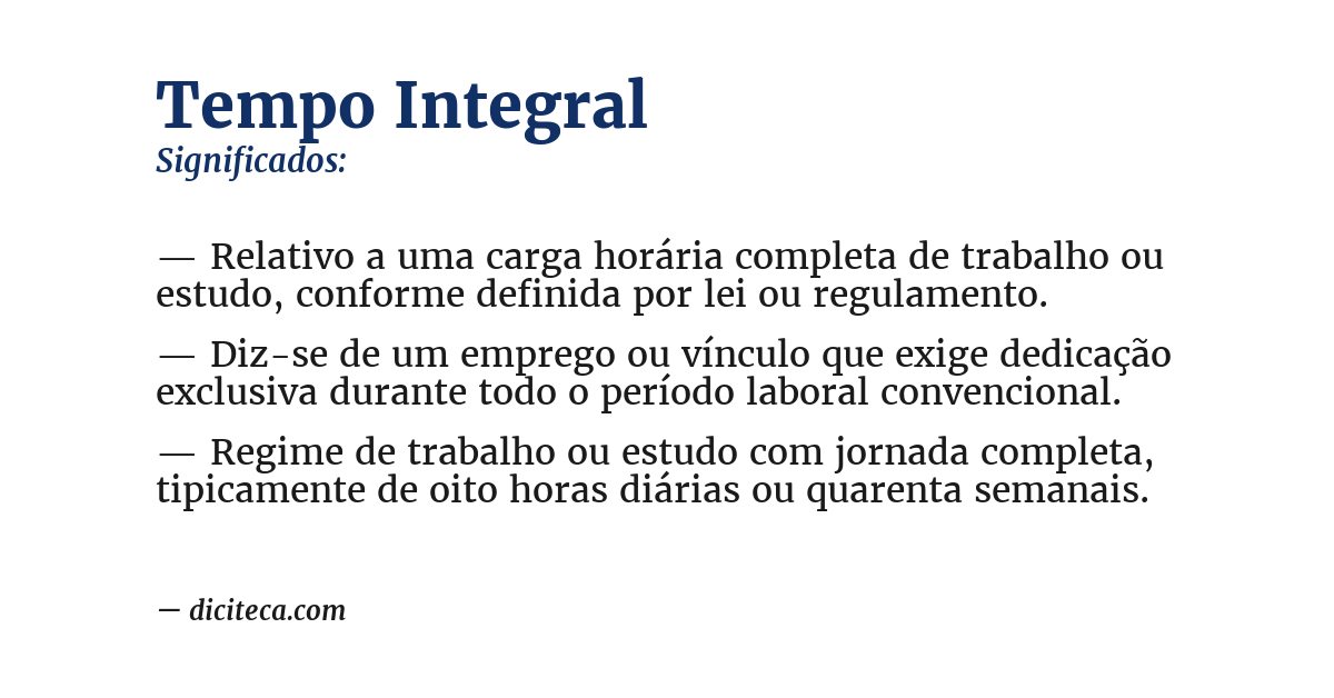 Significado de tempo integral