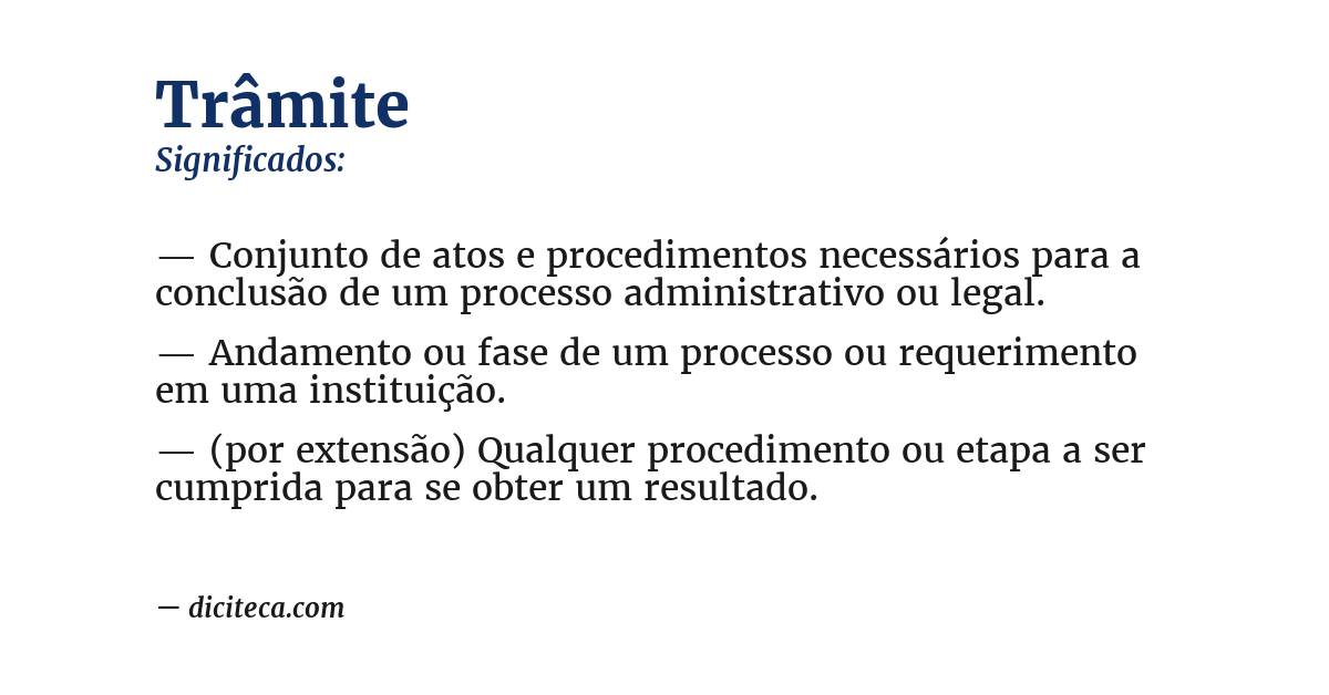 Significado de trâmite