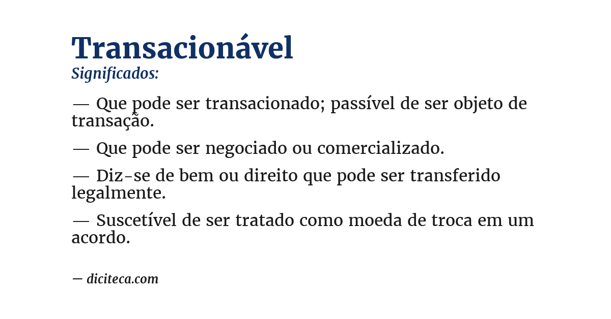 Significado de transacionável