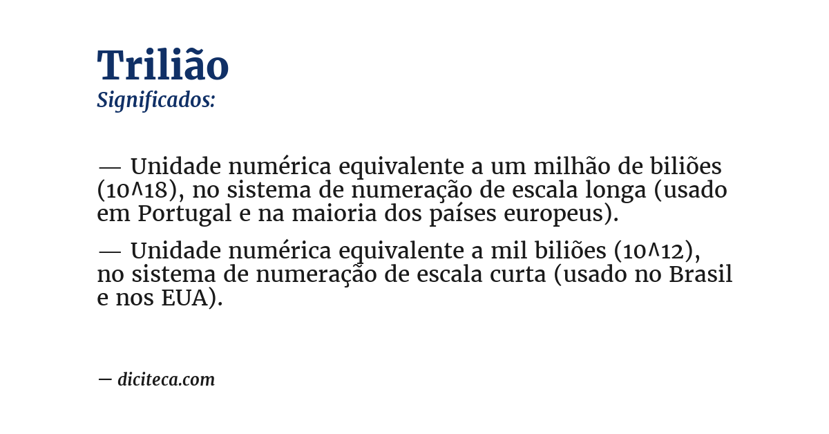 Significado de trilião