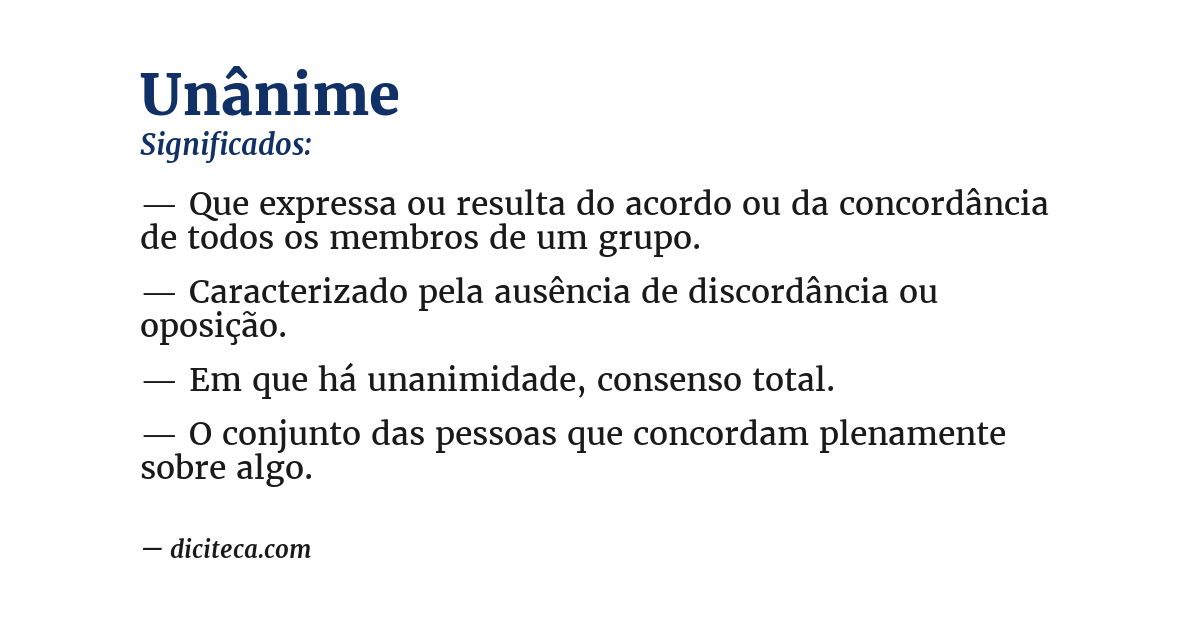 Significado de unânime