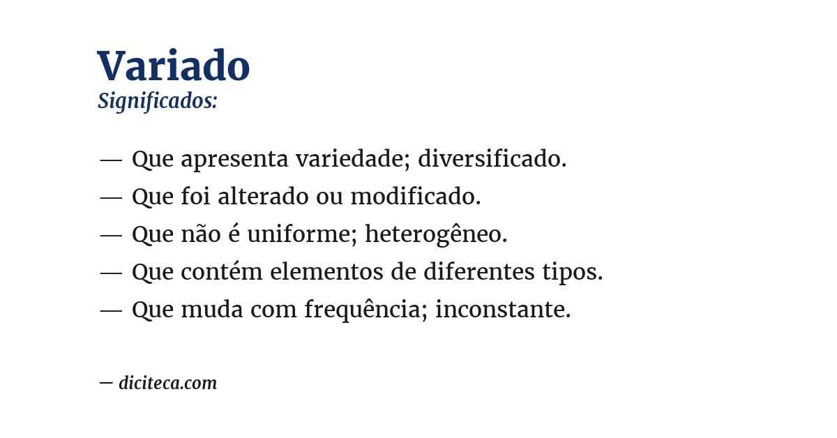 Significado de variado
