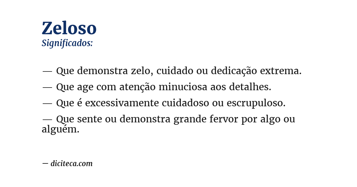 Significado de zeloso