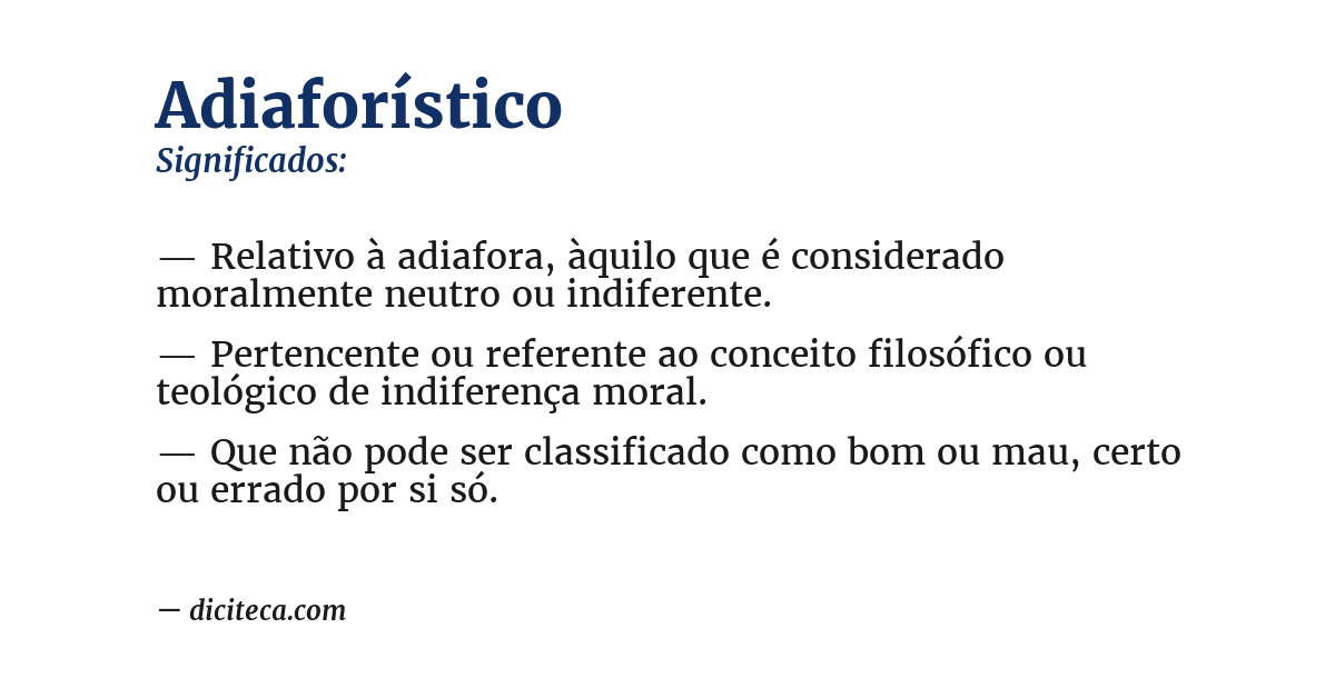 Significado de adiaforístico