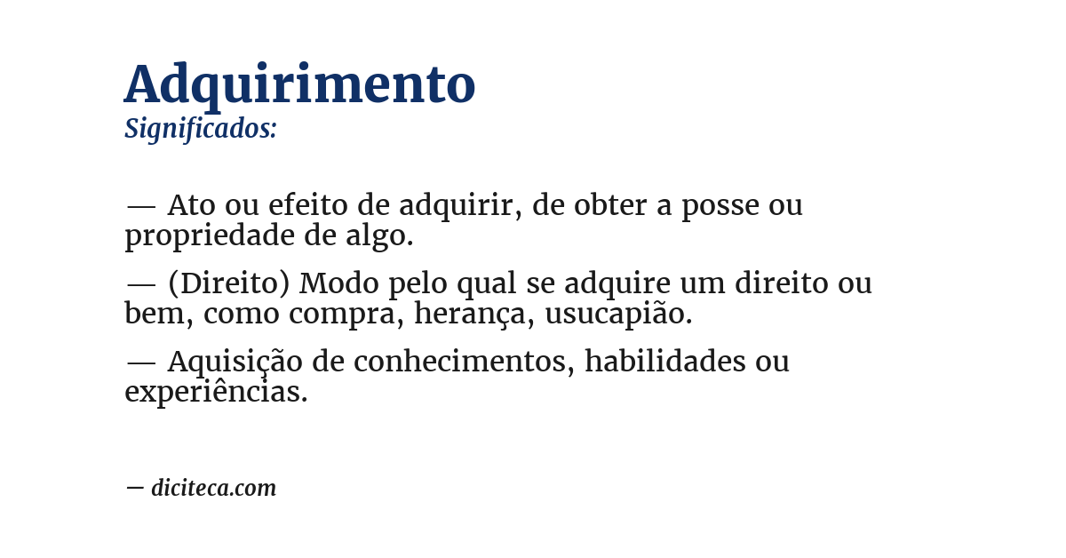 Significado de adquirimento