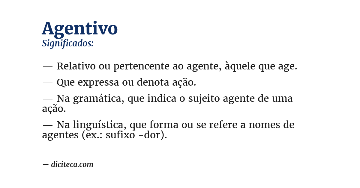 Significado de agentivo