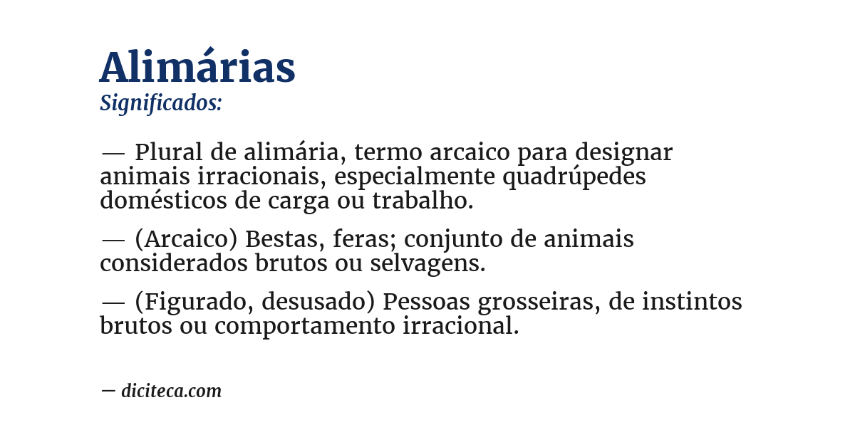 Significado de alimárias
