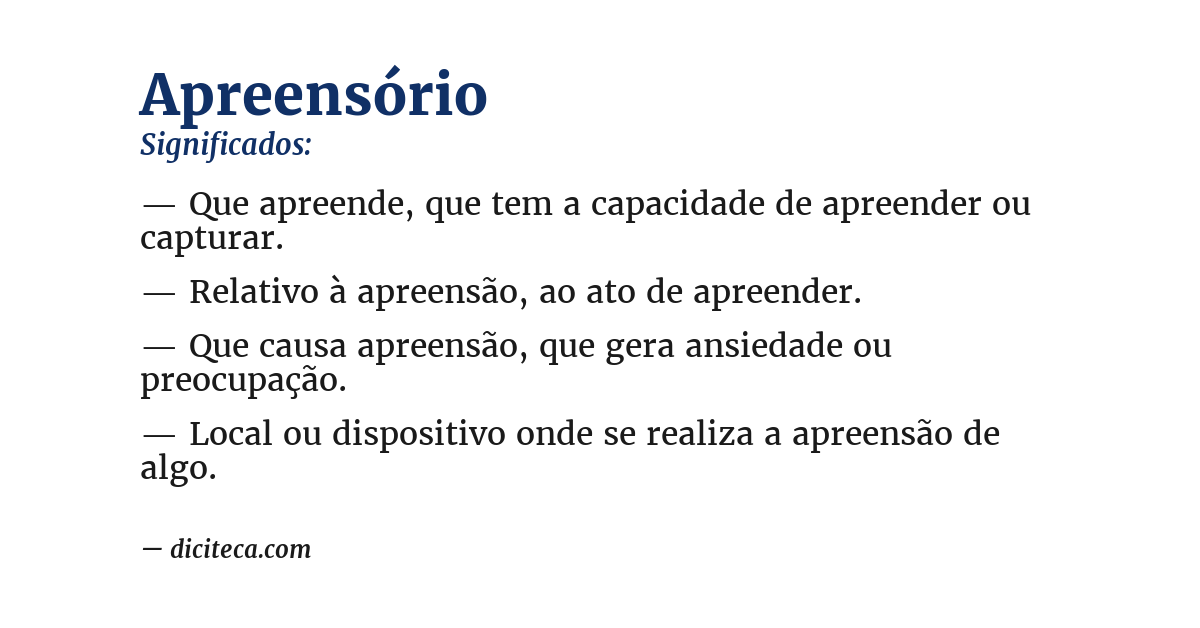 Significado de apreensório