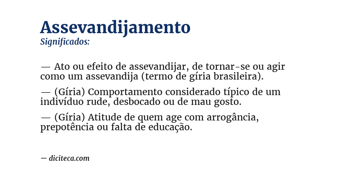 Significado de assevandijamento