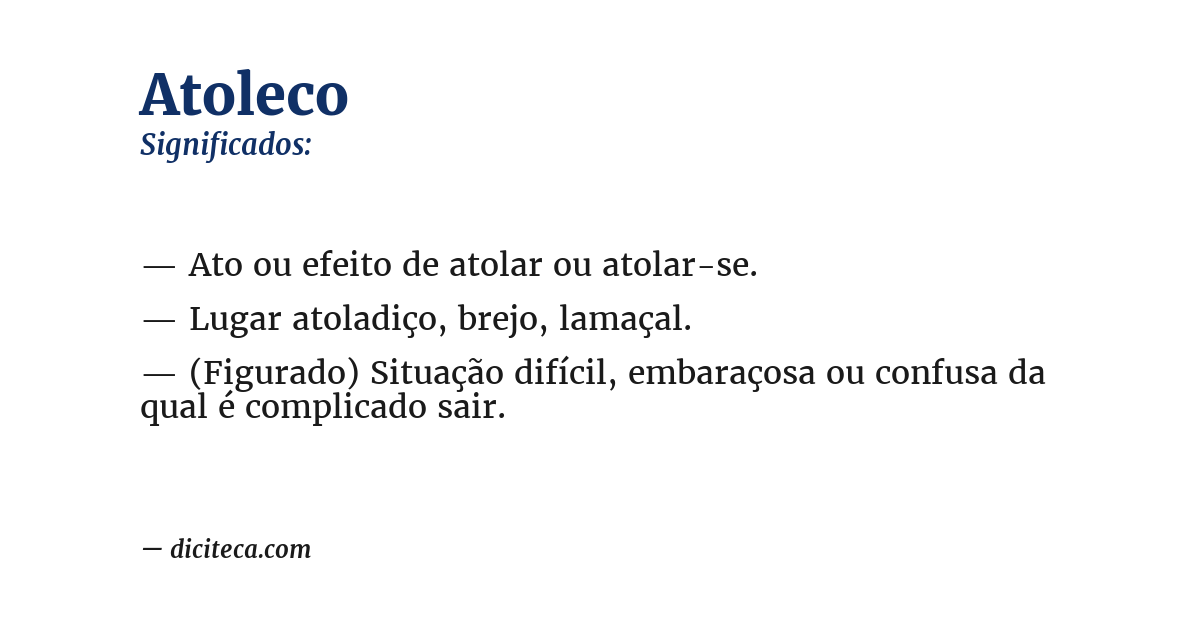 Significado de atoleco