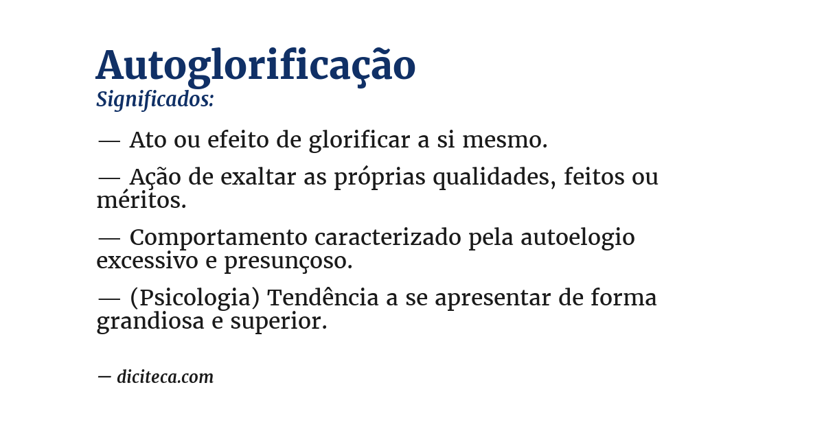 Significado de autoglorificação