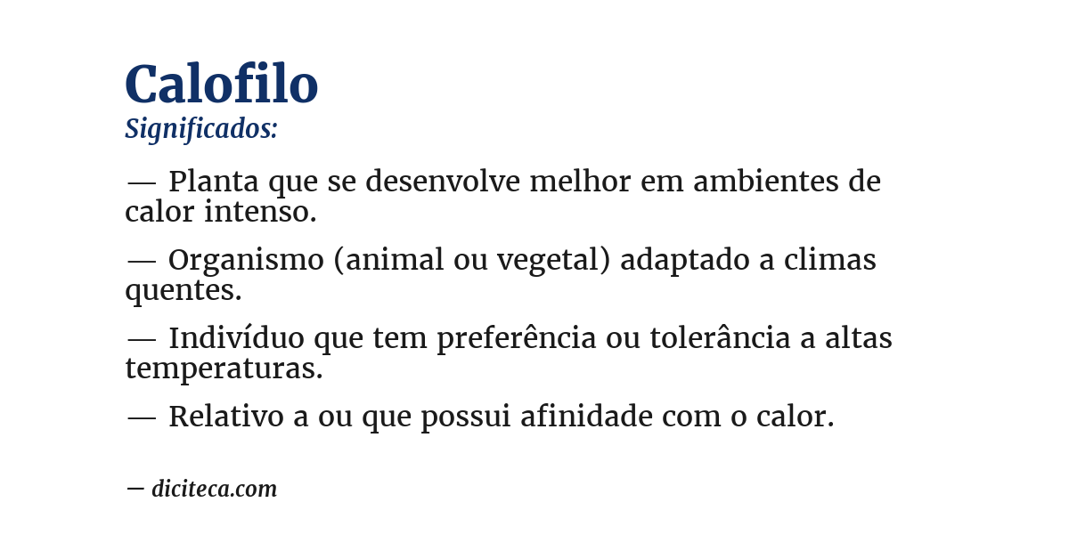 Significado de calofilo