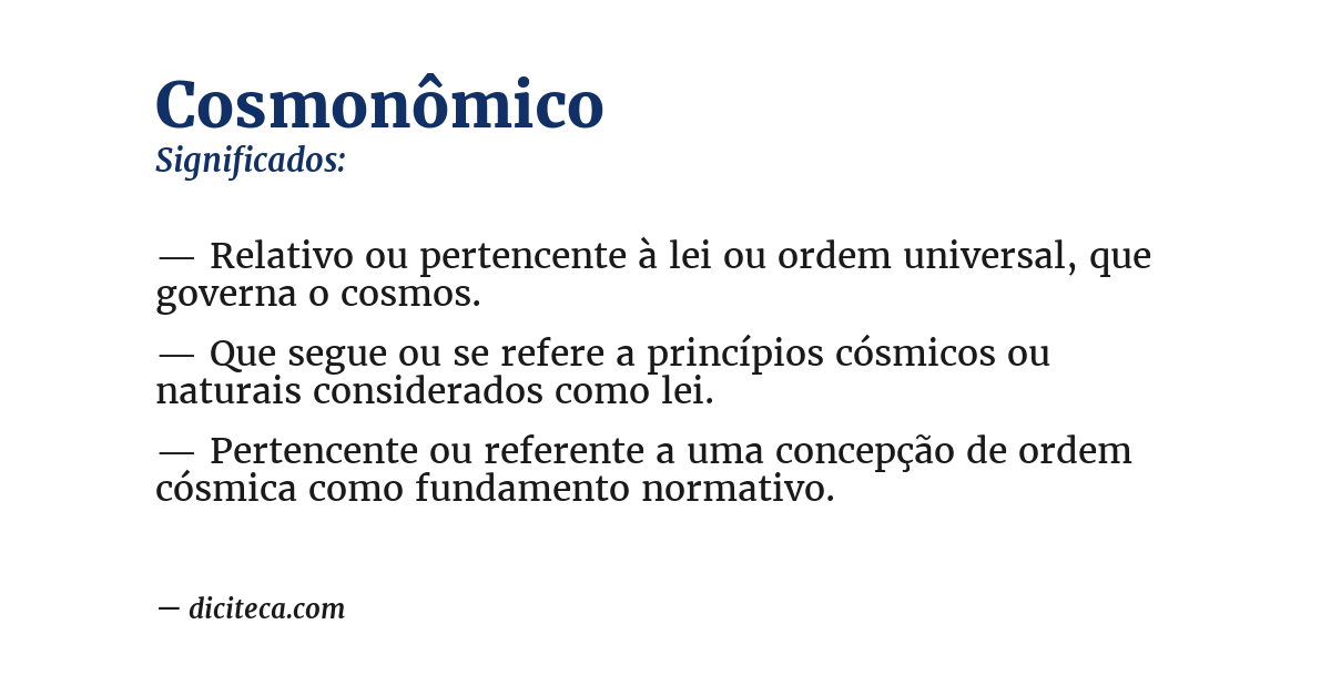 Significado de cosmonômico