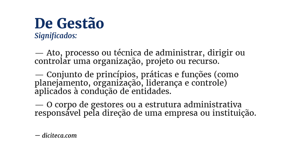 Significado de de gestão