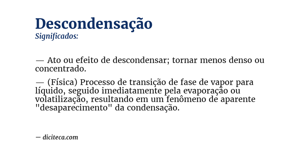 Significado de descondensação