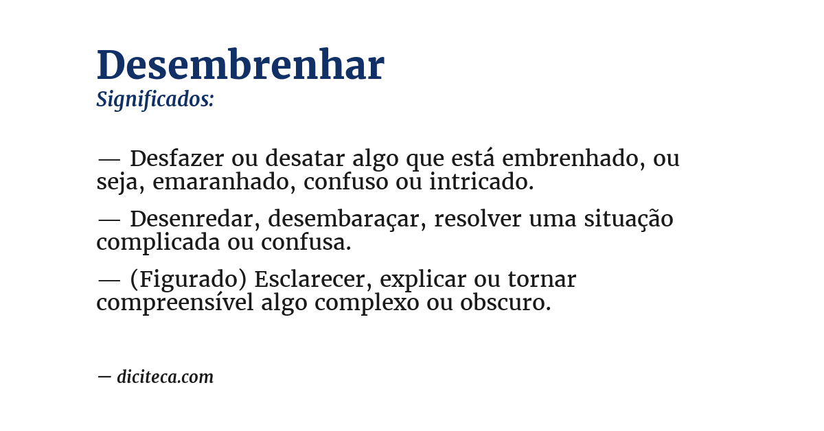 Significado de desembrenhar