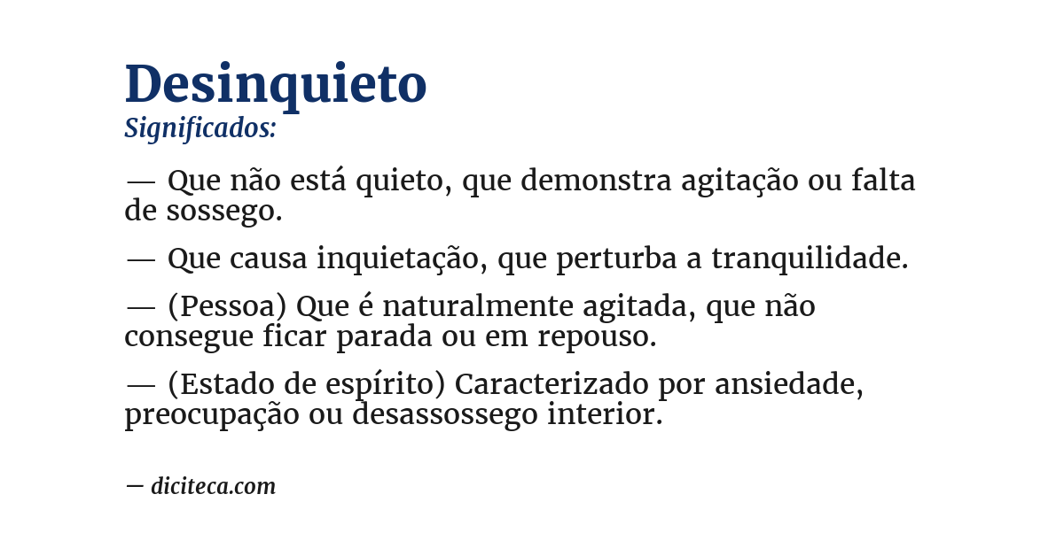 Significado de desinquieto
