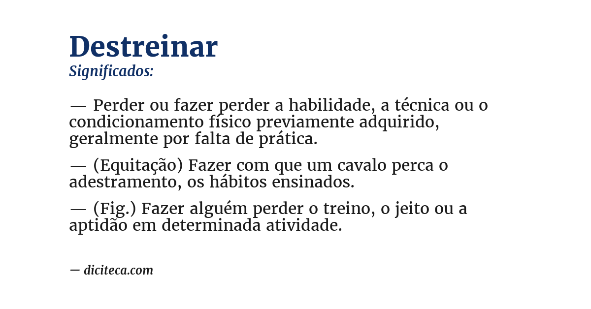 Significado de destreinar