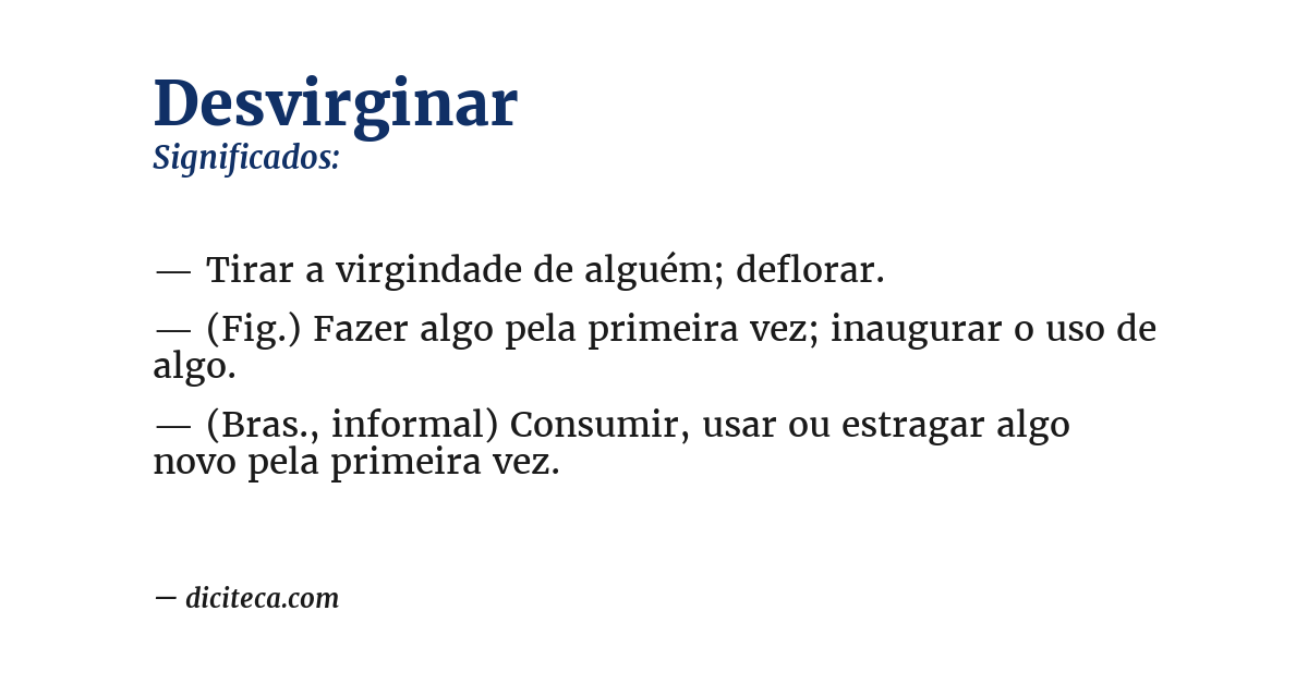 Significado de desvirginar