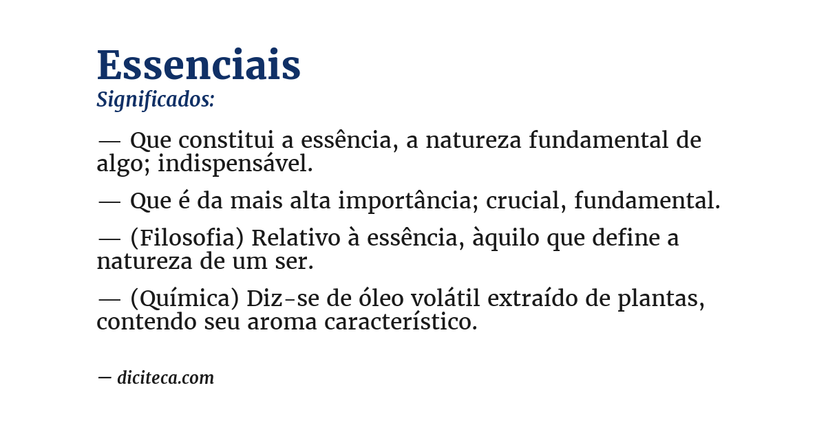 Significado de essenciais
