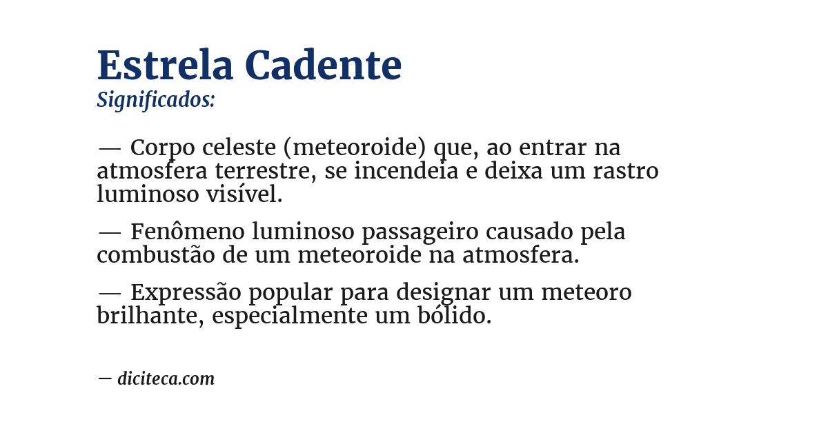 Significado de estrela cadente