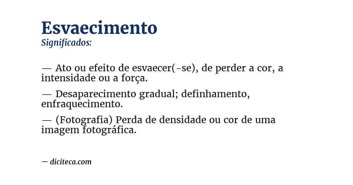 Significado de esvaecimento