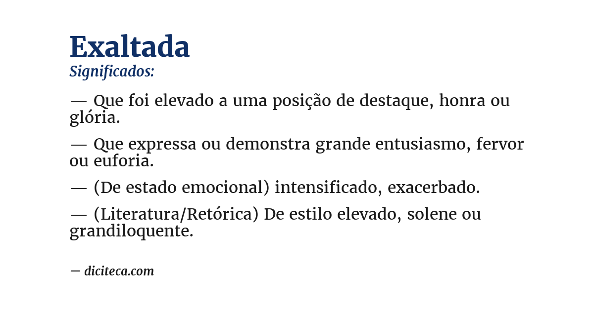 Significado de exaltada