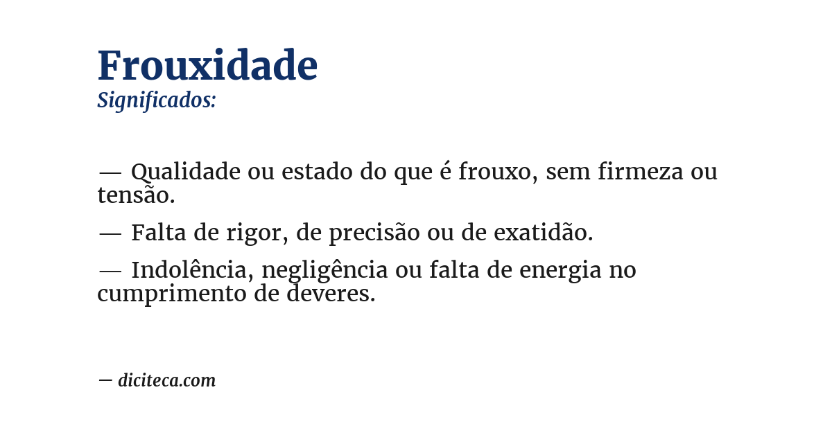Significado de frouxidade