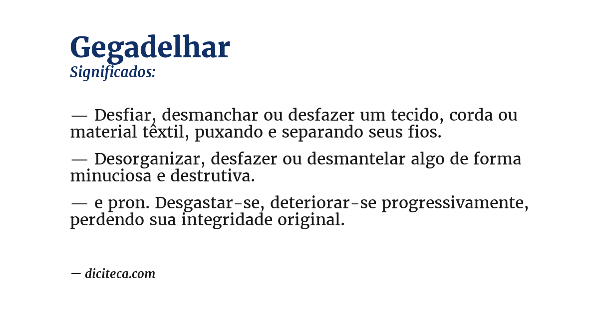 Significado de gegadelhar