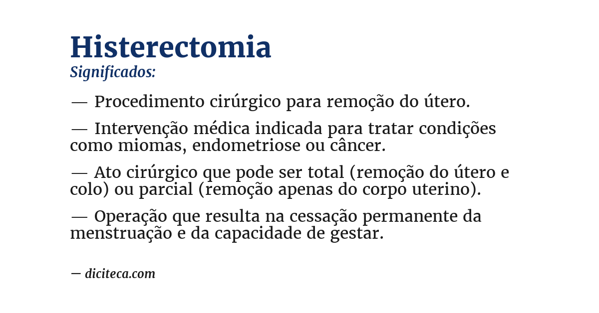 Significado de histerectomia